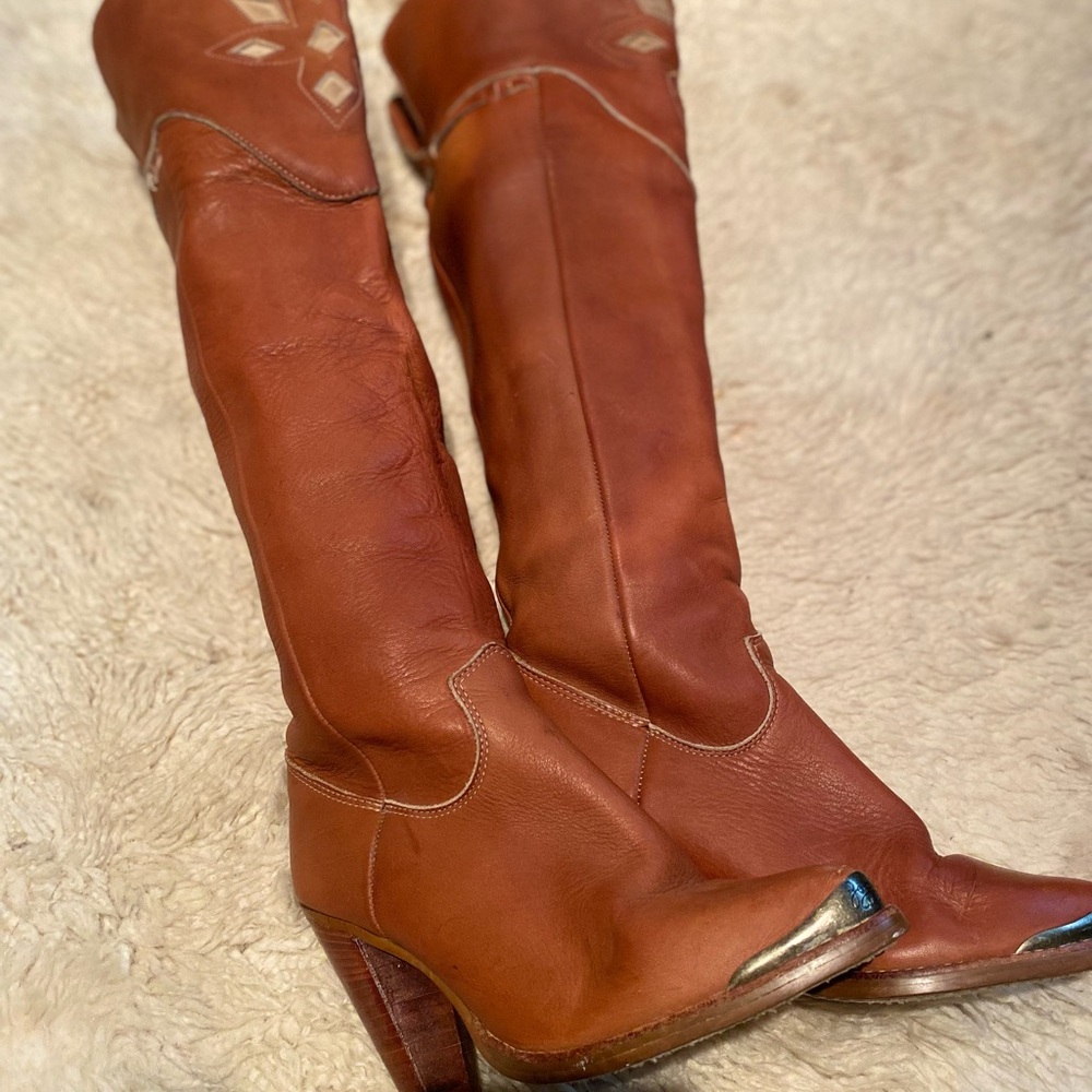 Brown Leather Knee-High Boots